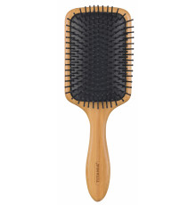 Щетка универсальная из бамбука Universal brush, paddle, bamboo пластиковые зубья, квадратная, 24,5 см